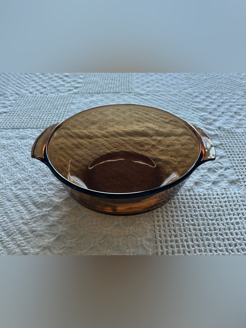 Fire King Amber Glass Two-Handled Casserole Dish